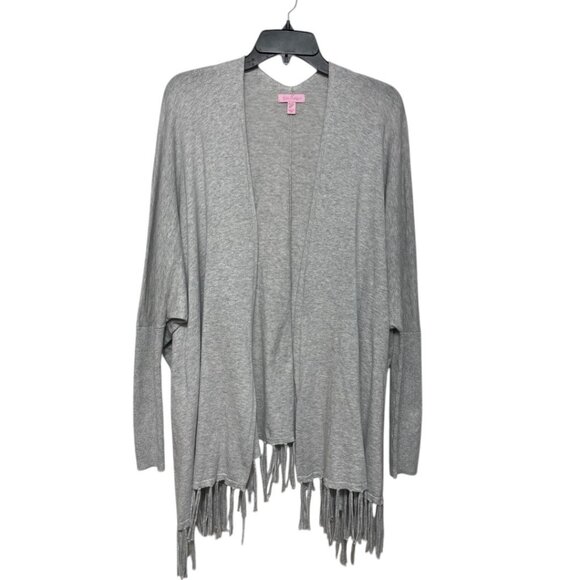 Lilly Pulitzer Colina Cardigan Fringe Sweater in Heathered Swordfish Gray Size S - Picture 4 of 11